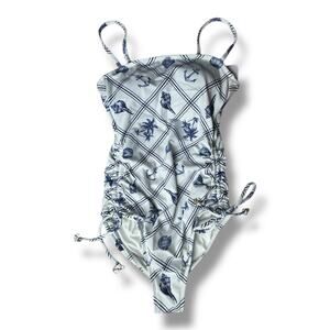 Women's Shell Print Anchor Charm One Piece Swimsuit - Shade & Shore Blue/White S